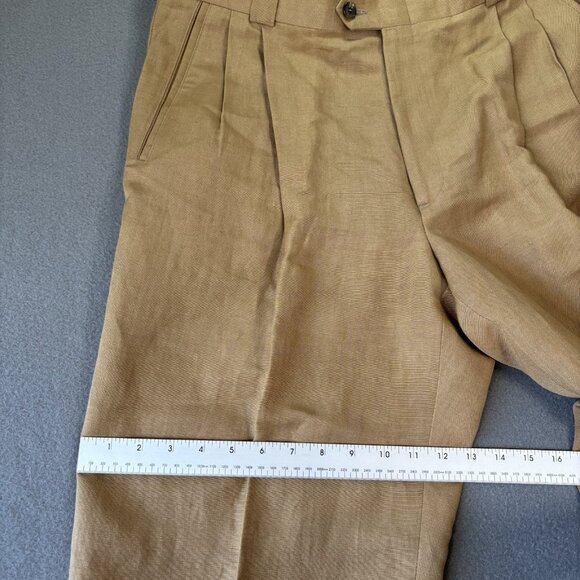Ballin Relax Dress Pants Mens 36 Beige Tan Dunhill Linen Flat Front Wide Leg NWT - Picture 14 of 15
